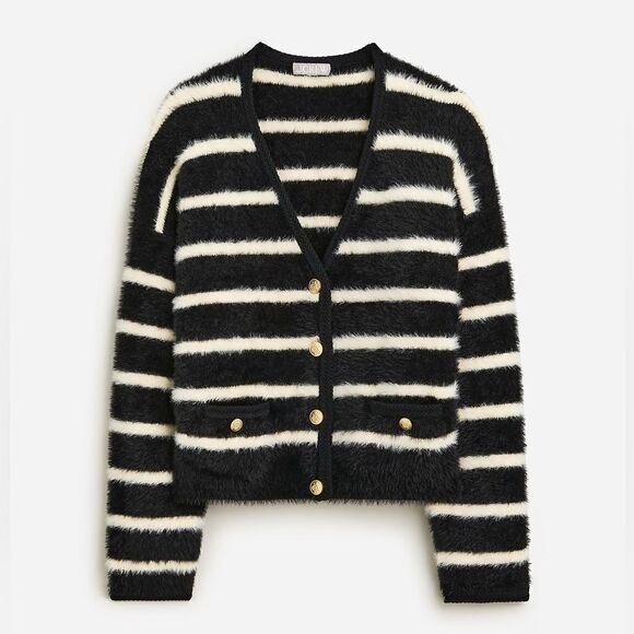 J Crew Striped Brushed Yarn Sweater Lady Jacket NWT - Picture 1 of 14
